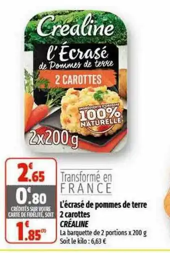 Coccinelle Supermarché L'écrasé de pommes de terre 2 carottes créaline offre