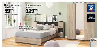 Conforama Lit adulte watson, armoire watson 3 portes offre