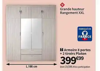 Conforama Armoire 8 portes + 2 tiroirs pluton offre