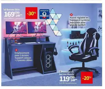 Conforama Bureau skin, fauteuil de bureau bundy offre