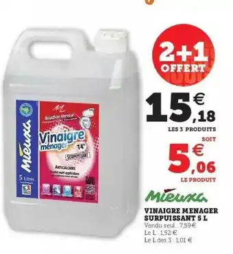 Hyper U Vinaigre ménager surpuissant 5l mieuxa offre