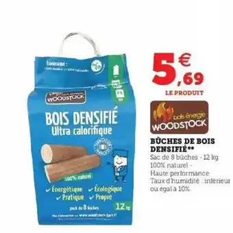 Hyper U Bûches de bois densifié woodstock offre