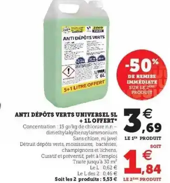 Hyper U Anti dépôts verts universel 5l + 1l offert offre