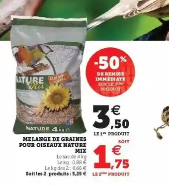 Hyper U Mélange de graines pour oiseaux nature mix offre