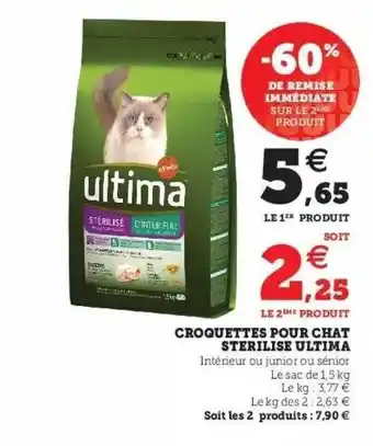 Hyper U Croquettes pour chat stérilisé ultima offre