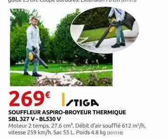 Rural Master Souffleur aspiro-broyeur thermique sbl 327v - bl530 v stiga offre