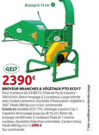 Broyeur branches & végétaux pto eco17 geo