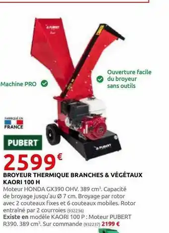 Rural Master Broyeur thermique branches & végétaux kaori 100 h pubert offre