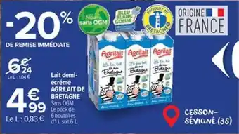 Carrefour Market Lait demi-écrémé agrilait de bretagne offre