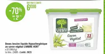 Casino Supermarchés Doses lessive liquide hypoallergénique au savon végétal l'arbre vert offre