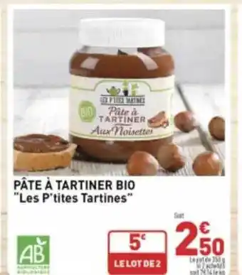 Grand Frais Pâtes à tartiner bio offre