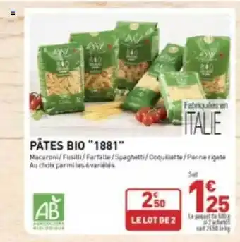 Grand Frais Pâtes bio offre