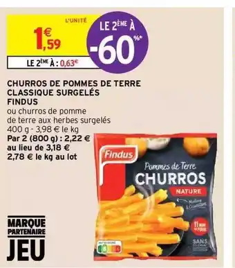 Churros de pommes de terre classique surgelés findus