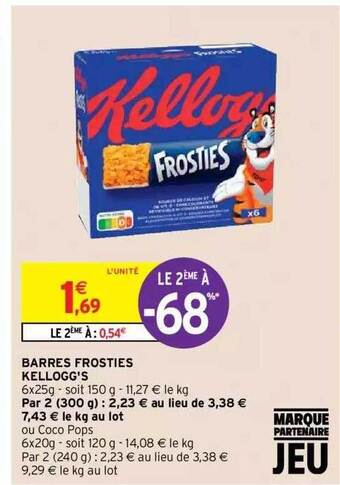 Intermarché Hyper Barres frosties kellogg's offre