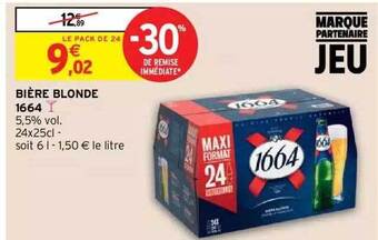 Intermarché Hyper Bière blonde 1664 offre