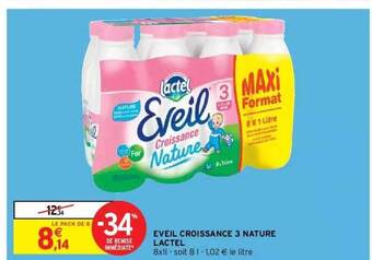 Intermarché Hyper Éveil croissance 3 nature lactel offre