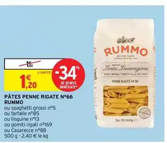 Intermarché Hyper Pâtes penne rigate n°66 rummo offre