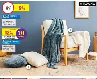 Intermarché Hyper Plaid embossé domédia, coussin embossé domédia offre