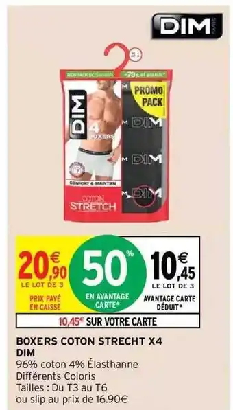 Intermarché Hyper Boxers coton strecht x4 dim offre