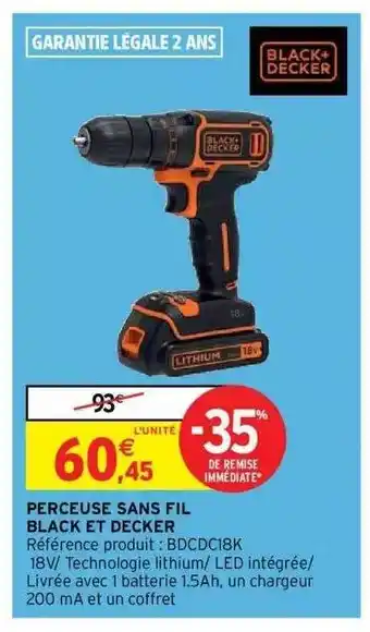 Intermarché Hyper Perceuse sans fil black et decker offre