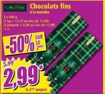 Norma Chocolats fins à la menthe offre