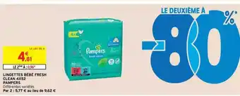Intermarché Hyper Lingettes bébé fresh clean 4 x 52 pampers offre
