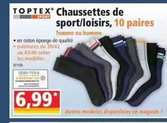 Norma Chaussettes de sport-loisirs, 10 paires femme ou homme toptex sport offre