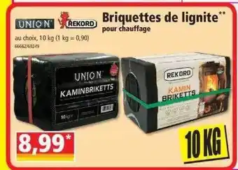 Norma Briquettes de lignite pour chauffage rekord offre