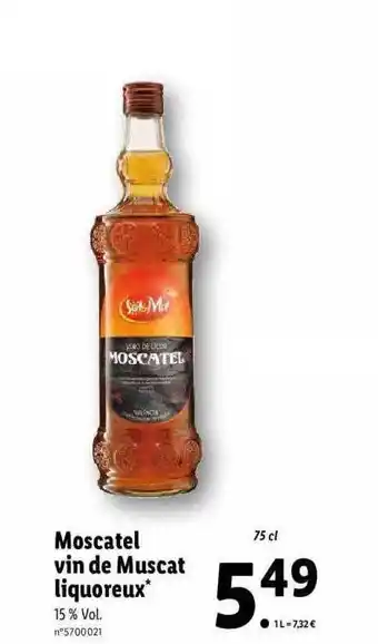 Lidl Moscatel vin de muscat liquoreux offre