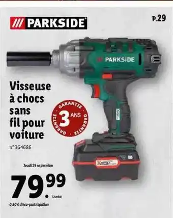 Lidl Visseuse à chocs sans fil pour voiture parkside offre
