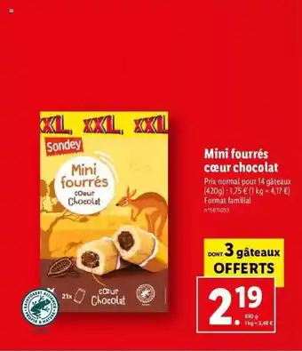Lidl Mini fourrés cœur chocolat sondey offre