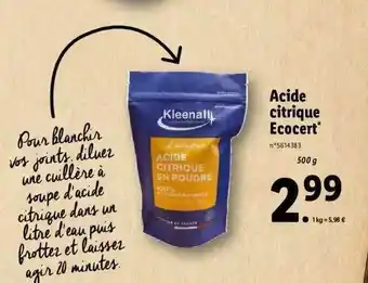 Acide citrique écocert