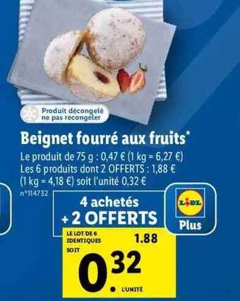 Lidl Beignet fourré aux fruits offre