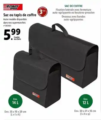 Lidl Sac ou tapis de coffre ultimate speed offre