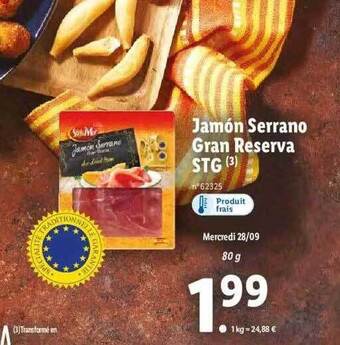 Lidl Jamón serrano gran reserva stg offre