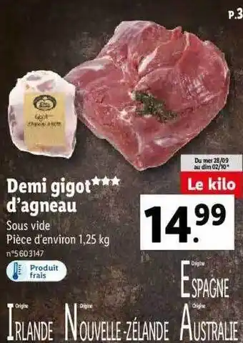 Lidl Demi gigot d'agneau offre