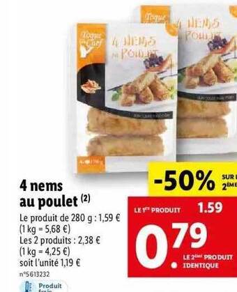 Lidl 4 nems au poulet offre