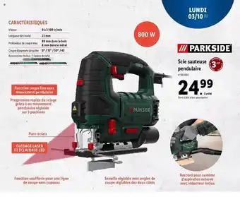 Lidl Scie sauteuse pendulaire parkside offre