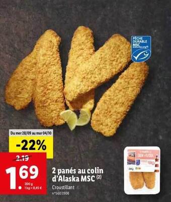 Lidl 2 panés au colin d'alaska msc offre