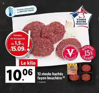 Lidl 12 steaks hachés façon bouchère offre