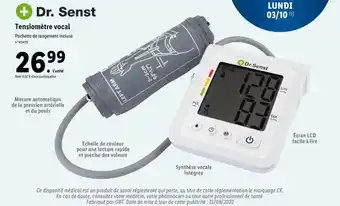 Lidl Tensiomètre vocal dr. senst offre