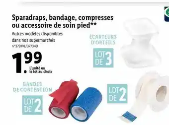 Lidl Sparadraps, bandage, compresses ou accessoire de soin pied offre