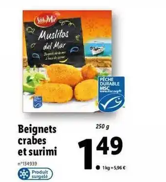 Lidl Beignets crabes et surimi offre