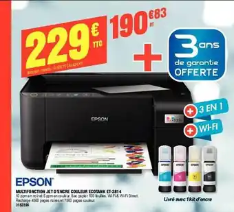 Plein ciel Multifonction jet d'encre couleur ecotank et-2814 epson offre