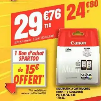 Multipack 2 cartouches (noir + 3 couleurs) canon