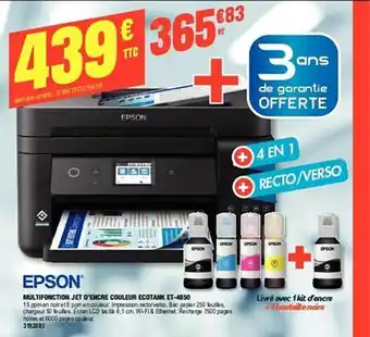 Multifonction jet d'encre couleur ecotank et-4850 epson