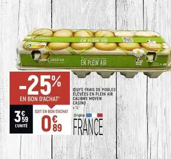 Casino Shop Oeufs frais de poules élevées en plein air calibre moyen casino offre