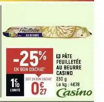 Spar Pâte feuilletée au beurre casino offre