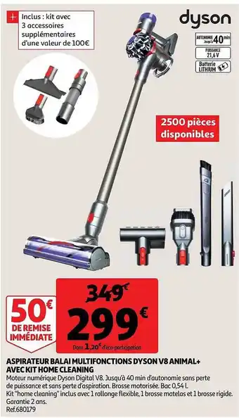 Auchan Aspirateur Balai Multifonction Dyson V8 Animal+ Avec Kit Home Cleaning offre