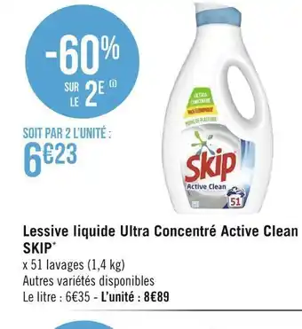 Géant Casino Skip lessive liquide ultra concentré active clean* offre